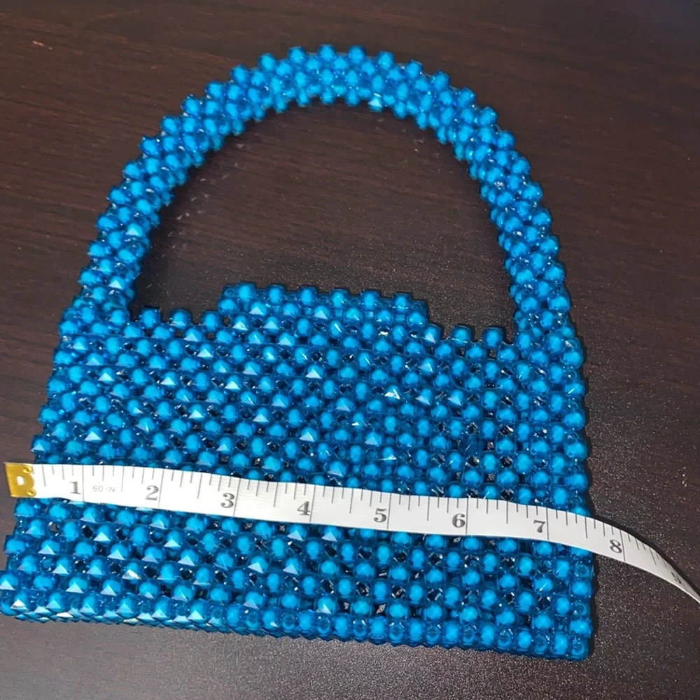 Women's Clutch Elegant Blue Beaded Handbag sparkly beaded Blue Purse